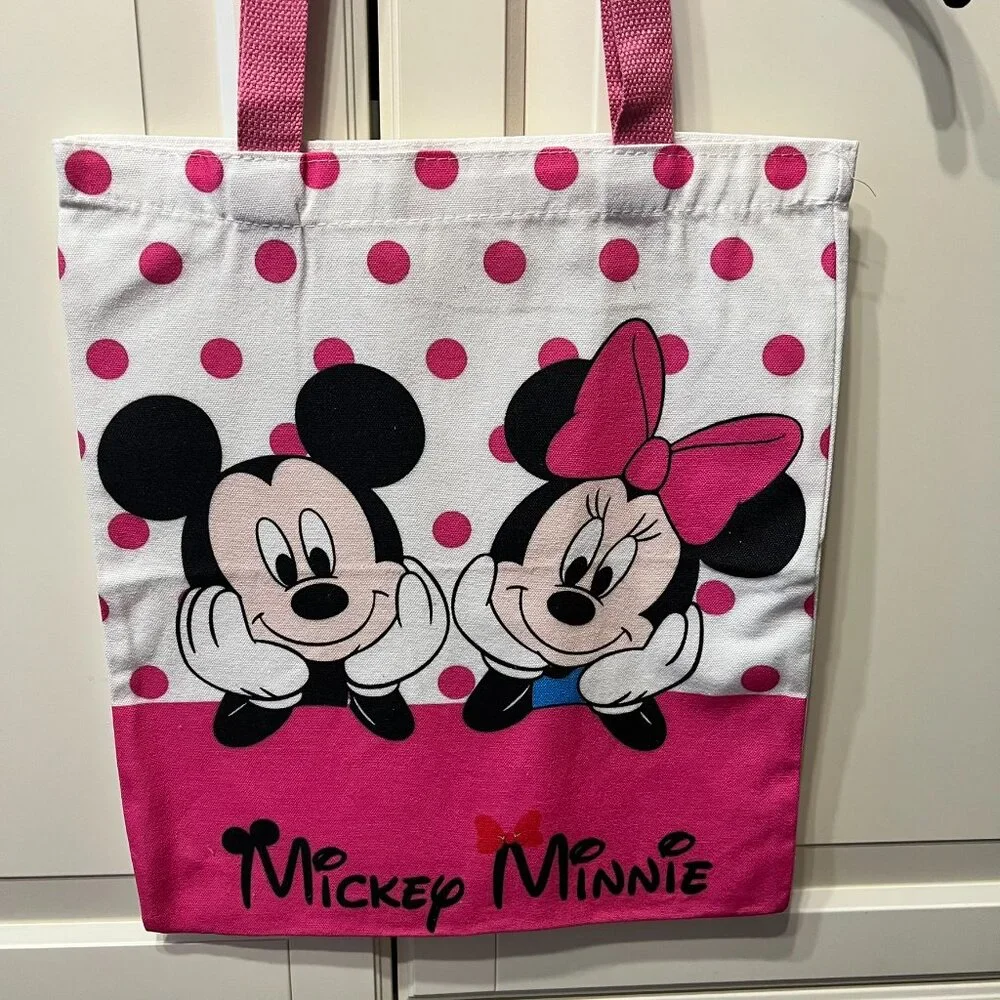 DISNEY‎ Mickey & Minnie Polka Dot Canvas Tote Bag (BRAND-NEW & SUPER CUTE!)